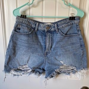 Distressed Mom Jean Shorts